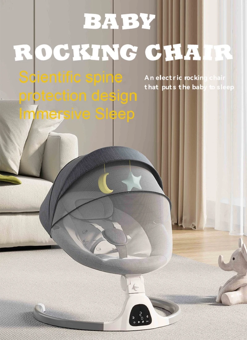 Baby Electric Rocking Chair Cradles Coax Baby Sleep Luxury Electric Swing Shaker Recliner Comfort Chair  0-3 Years Old Baby Bed