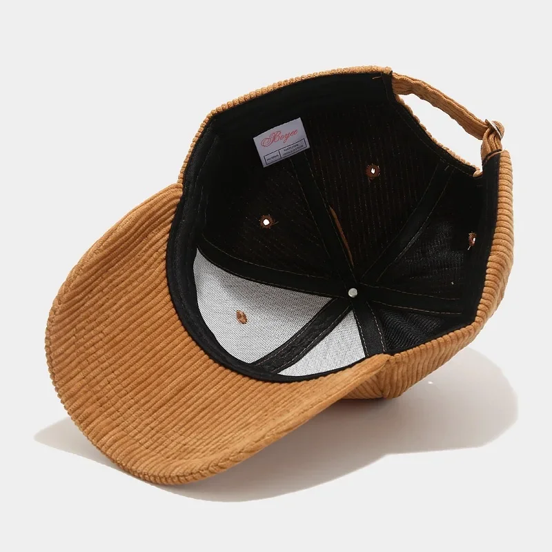 Spring Autumn Corduroy Baseball Cap for Women Men Unisex Vintage Solid Snapback Hip Hop Hats Winter Adjustable Outdoor Sport Hat