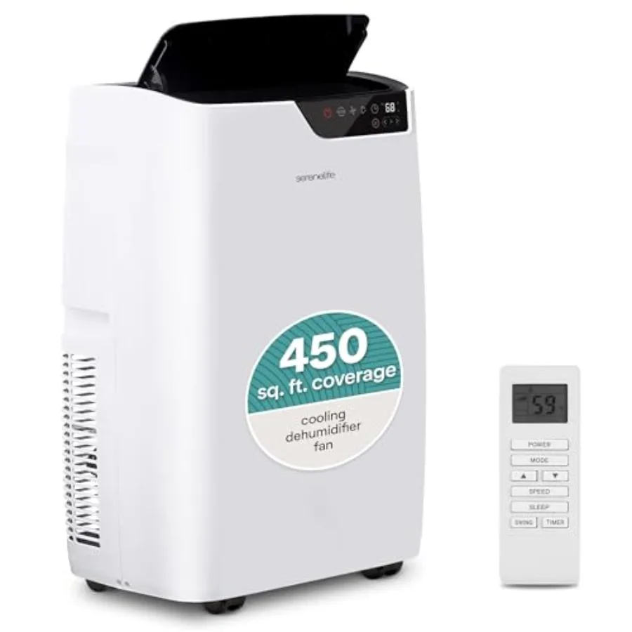 

Portable Air Conditioner 14000 BTU for bedroom office use, white ABS plastic housing, sleek white finish, 3-in-1 cooling/dehumi