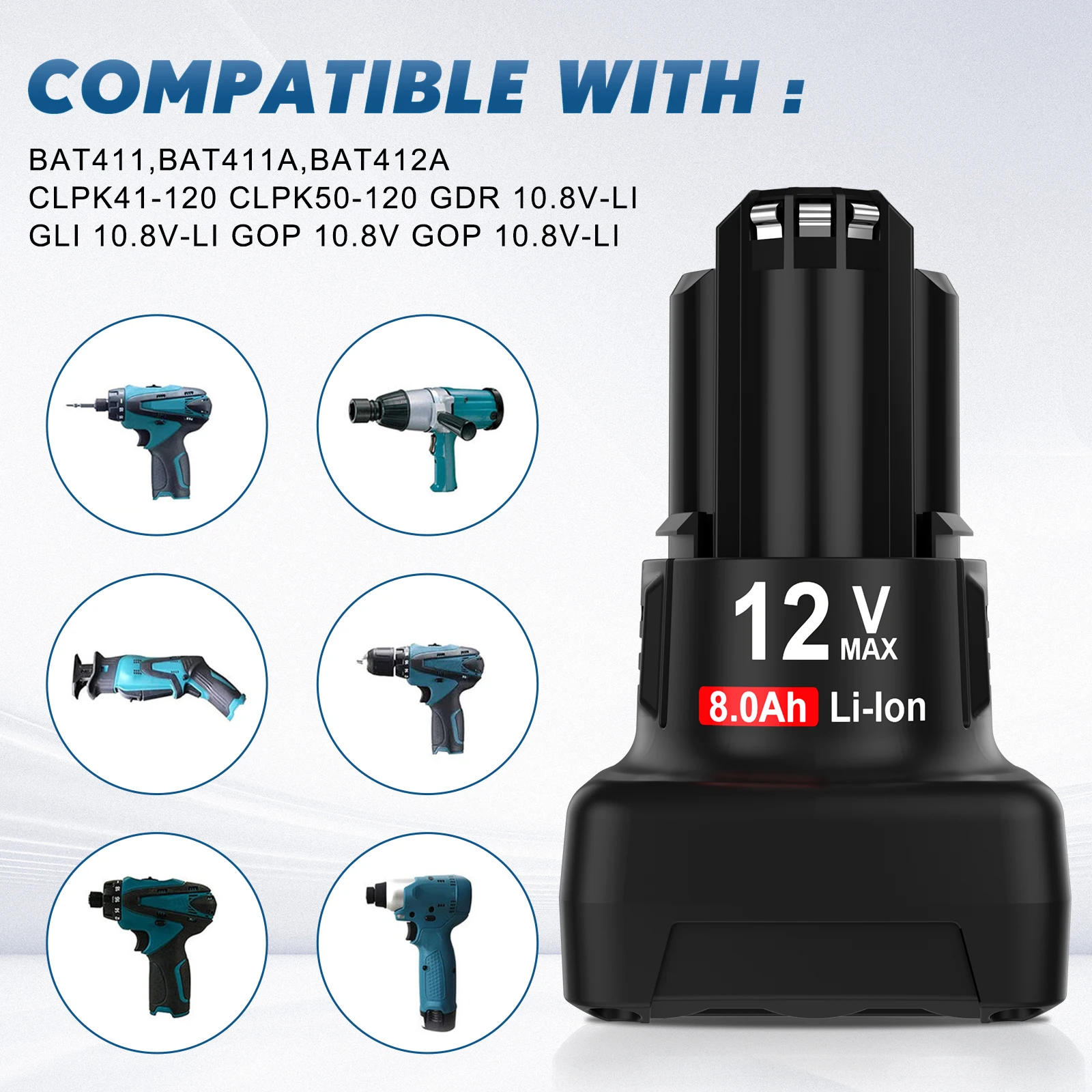 لبوش BAT420 بطارية 12 فولت 8.0Ah ليثيوم أيون قابلة للشحن BAT412A BAT413A D-70745Gop 2607336013 2607336014 أداة تبديل البطارية #4