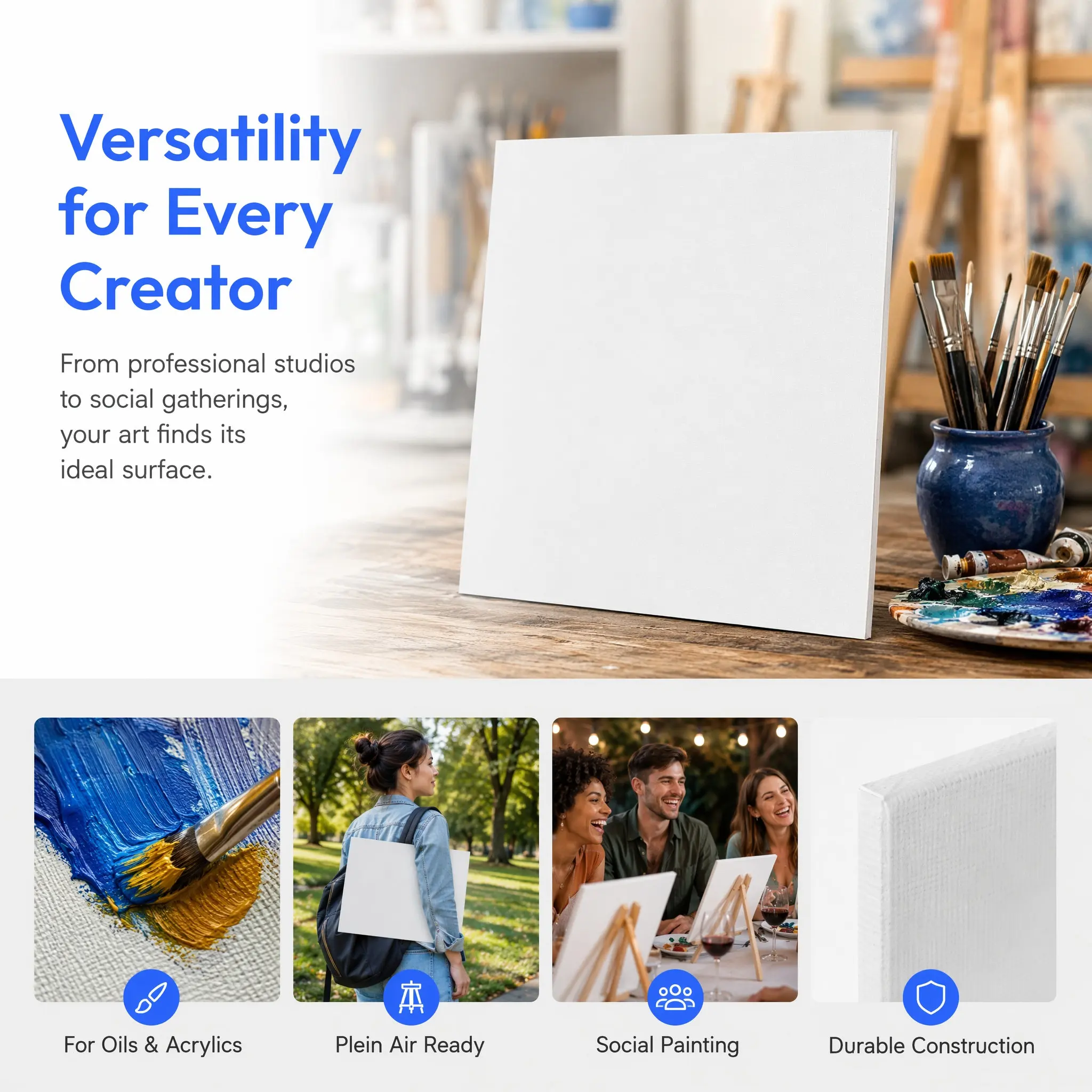 2Pcs Cotton Oil Painting Boards Professional Drawing Panels Lightweight Portable Art Canvas for Beginners Students and Artists