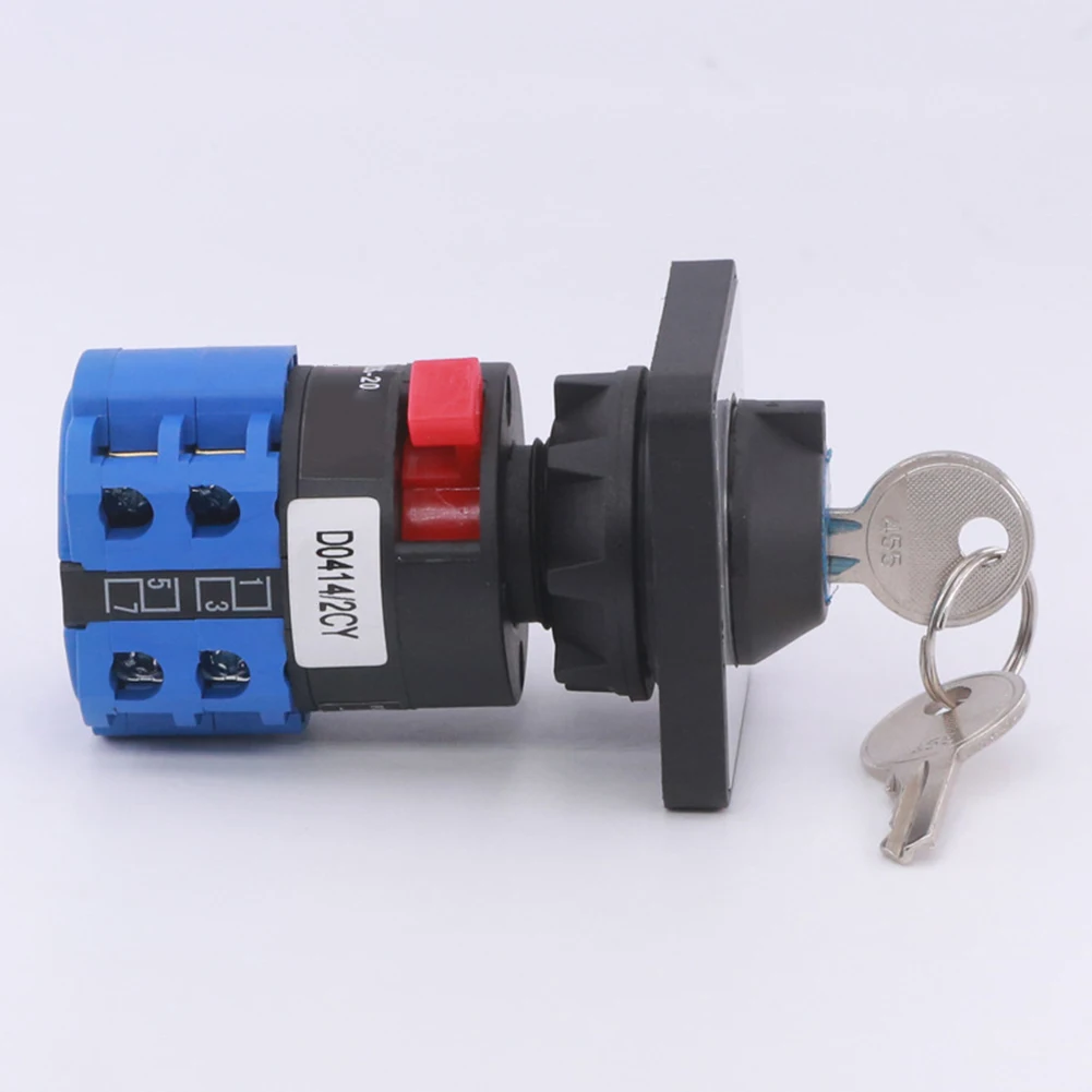 Blue 3 Position Key Switch Dual Phase Operation Switch 22mm Panel Switch Wide Temperature Range Ac 220v Rated Voltage