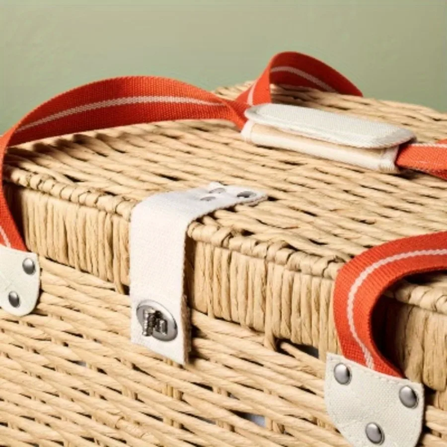 紙編みピクニックバスケットトート - 暖炉「ハンド」マグノリア編みバスケットトート