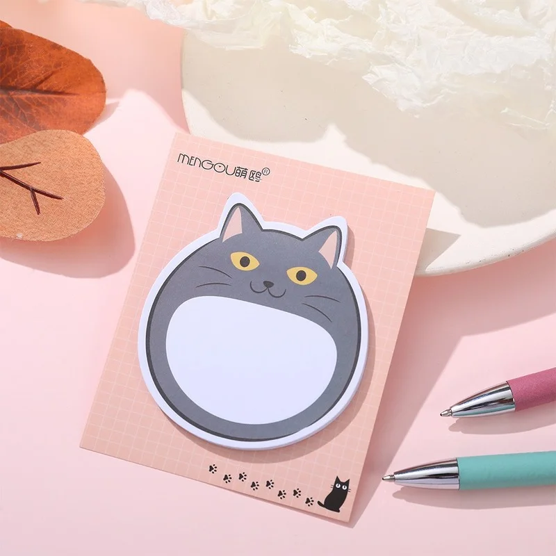 30 Sheets Kawaii Chubby Cat Sticky Notes Memo Pad Bookmarks Cute N Times Sticky Journal Planner Office Stationery Supply