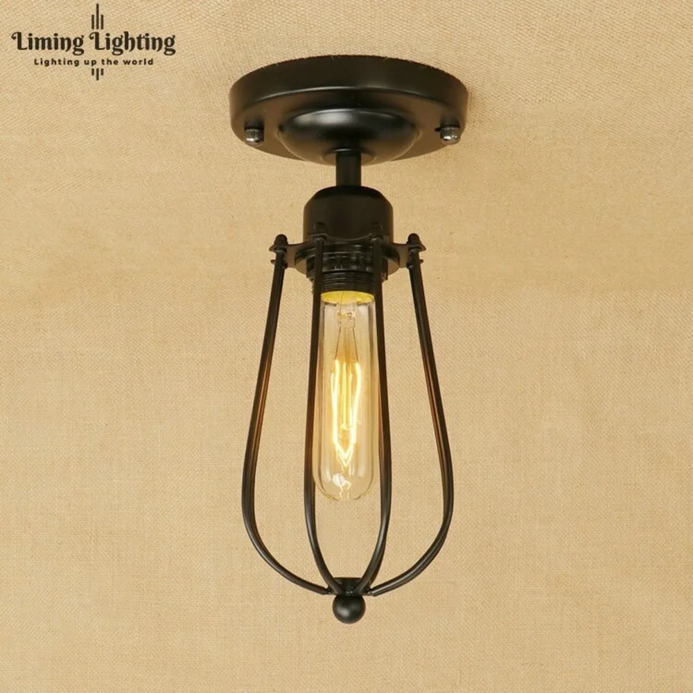 

Retro Vintage Industrial Lamp Covers Pendant Bulb Light Guard Wire Cage Ceiling Lamp Fitting Hanging Bars Cafe Shade E27