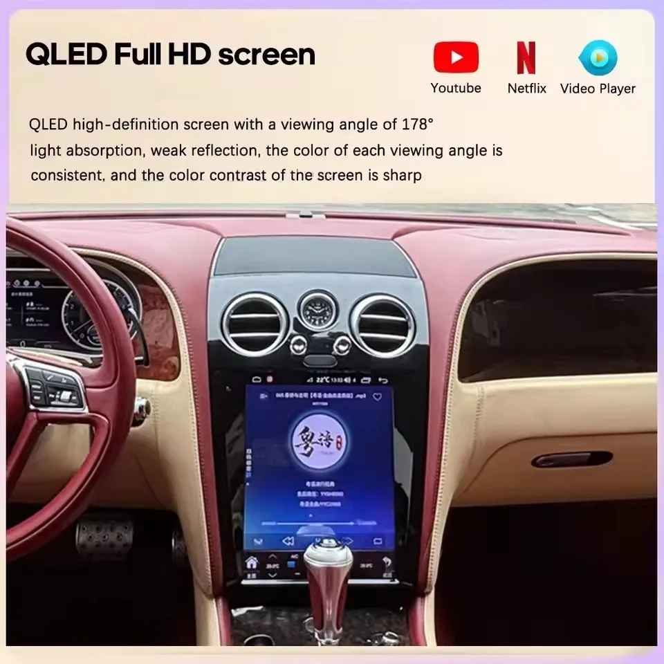 Digital Cluster Car Radio Screen For Bentley Flying Spur Continental GT GPS Navigation Recorder Multimedia Carpaly Android 14