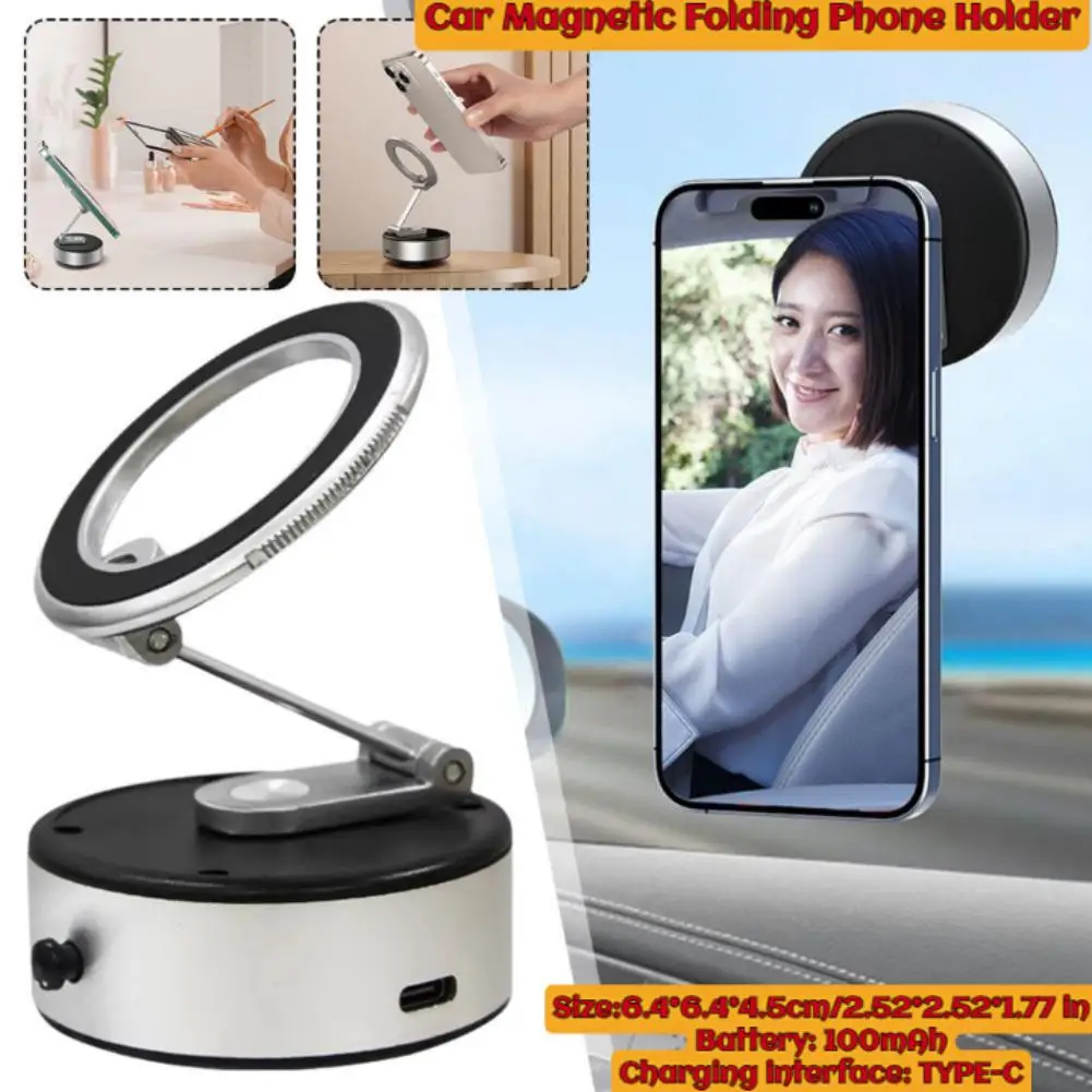 Car Magnetic Folding Phone Holder Anti-Shake Anti-slip Holder Suction Cup Car Navigation Phone Holder Accessories