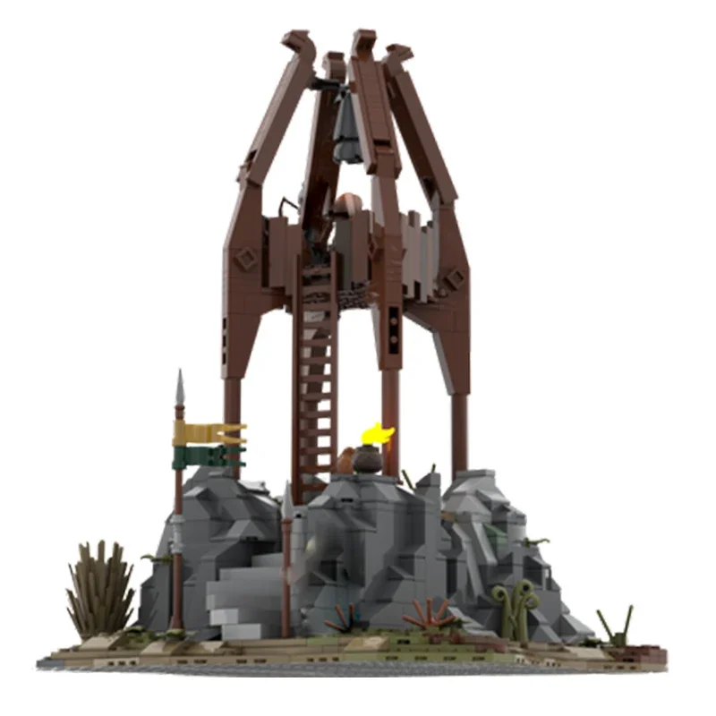 Ladrillos de torre de vigilancia de madera medieval, torre de mirada modular, bloques de arquero, castillo, campana, ladrillos, torre de vigilancia, bloques, regalo medieval