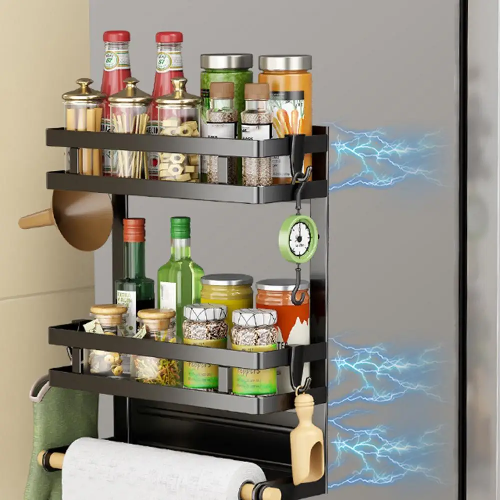 

Space-saving Paper Towel Bar Magnetic Refrigerator Shelf Paper Towel Holder Strong Load-bearing Kitchen Organizer with Easy