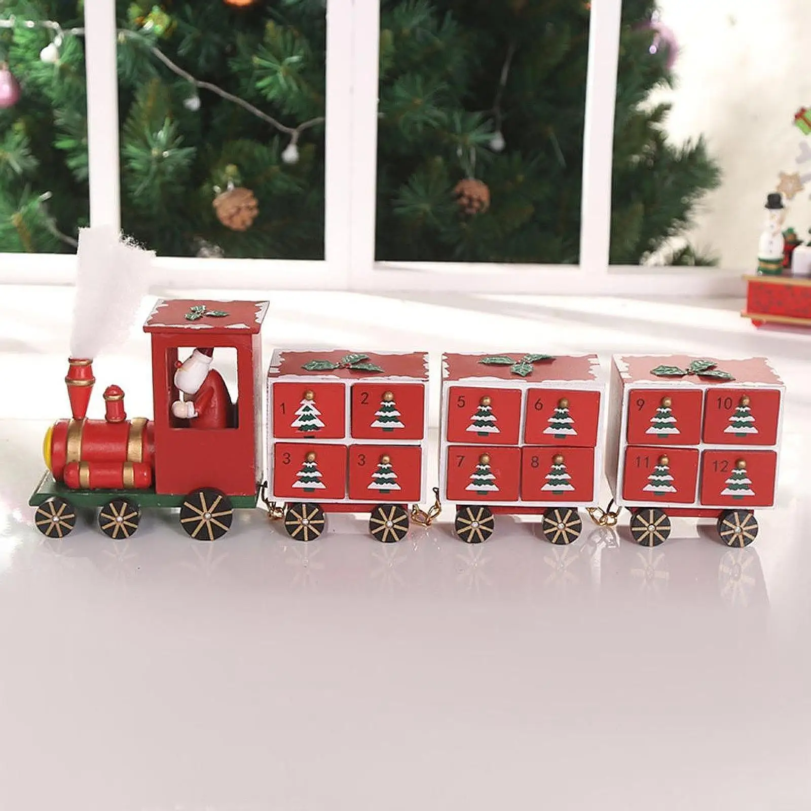 

Деревянный рождественский поезд, игрушка, подарки, набор декора, подарочный декор стола, маленький поезд, Рождество