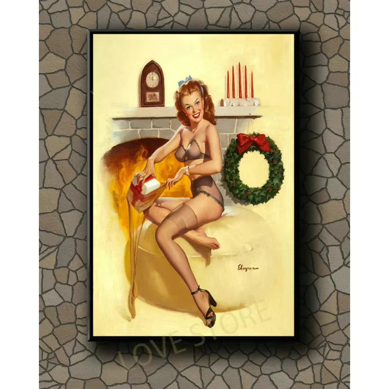 P244 Vintage Beautiful Pin-up Girl Classic Picture 371 Silk Fabric Poster Art Decor Indoor Painting Gift