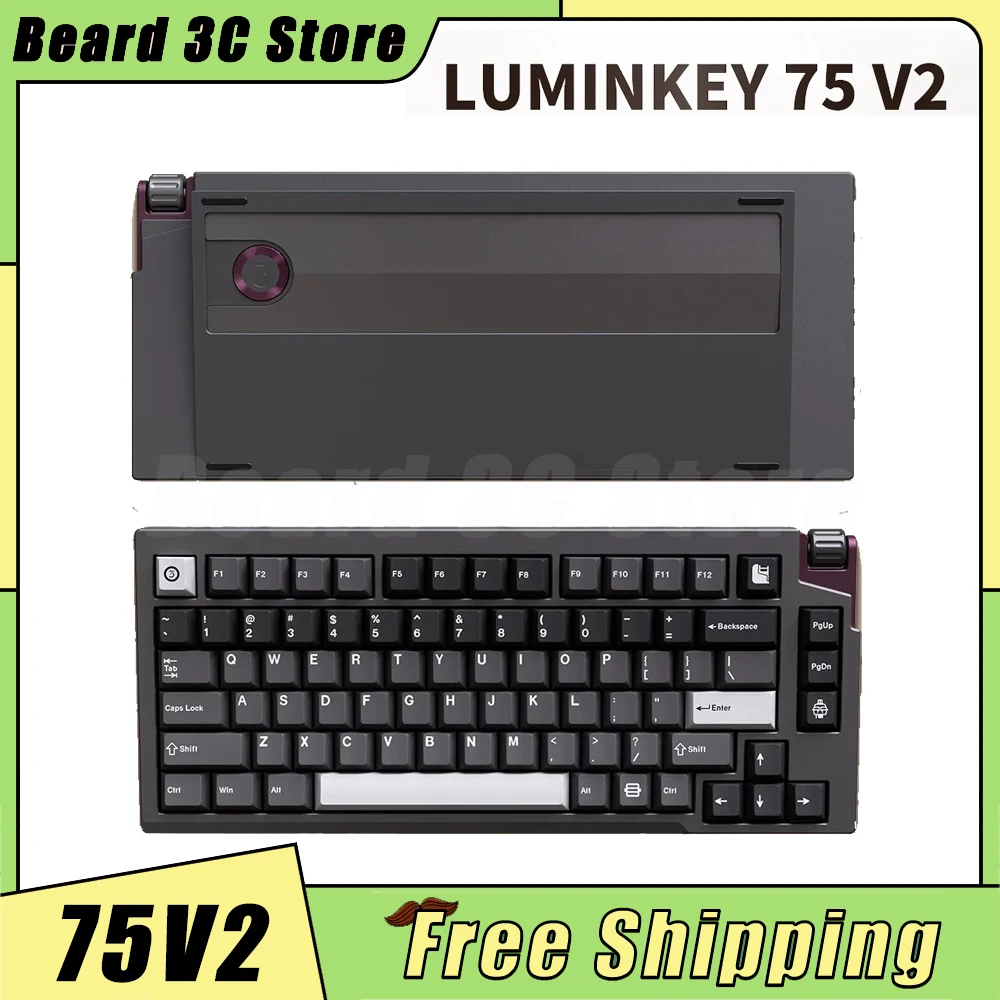 LUMINKEY 75V2 Mechanical Keyboard Aluminum Alloy Tri Mode Wireless Gaming Keyboard PBT Hot Swap Custom Office Game Keyboard Gift