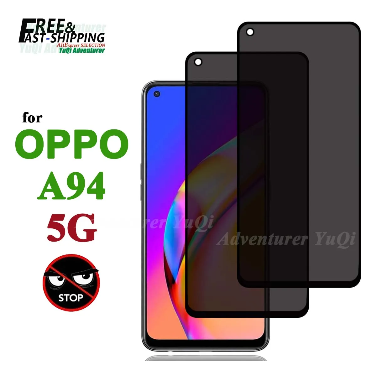 Противошпионская защита для экрана для OPPO A94 5G закаленное стекло 9H степень конфиденциальности с защитой от царапин высокая алюминиевая Стандартная защита