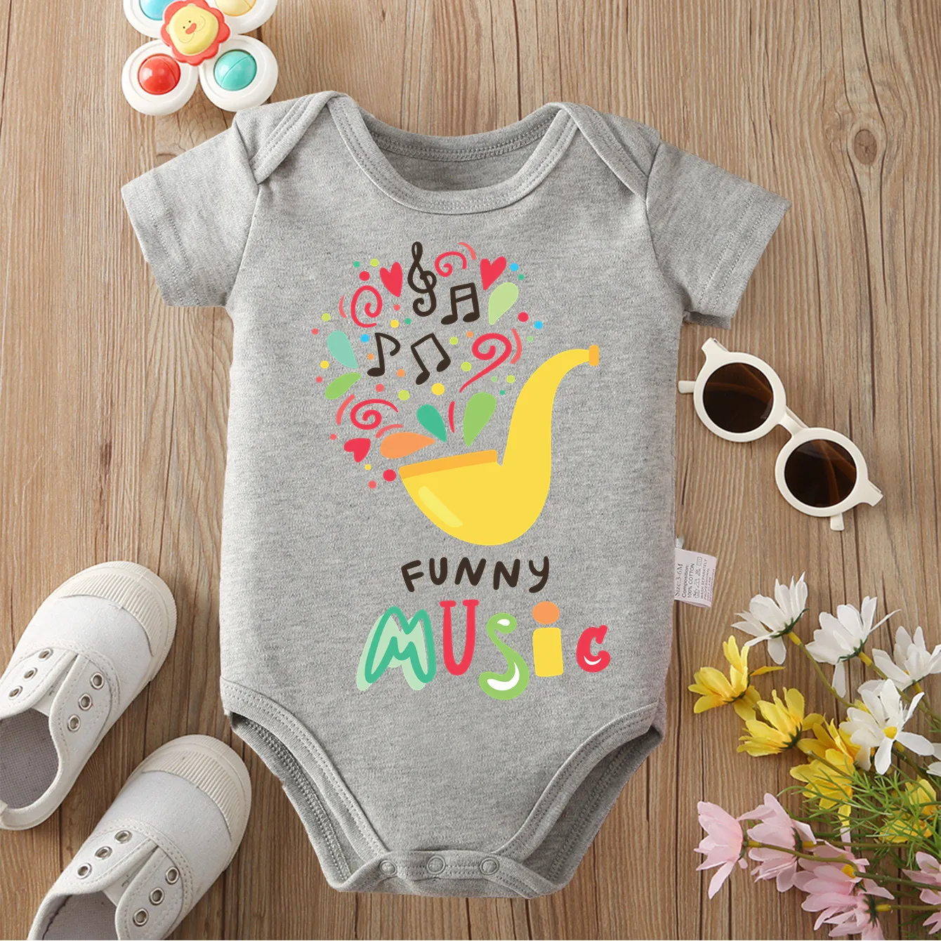

Baby Listen Interesting Music 100% Cotton Cloths Comfortable Onesie Bodysuit for Baby Jumpsuit for 0 To 12 Months Newborn