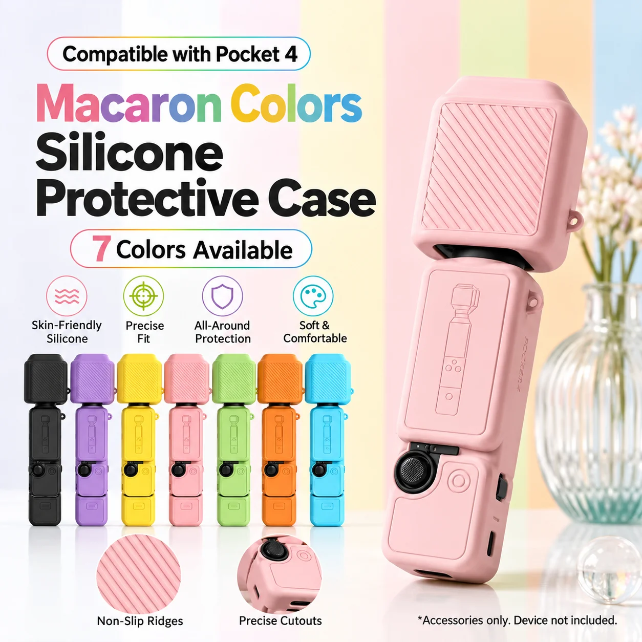 Yoobao is suitable for DJI Osmo Pocket 4 color scratch resistant silicone protective cover sports camera protective cover base