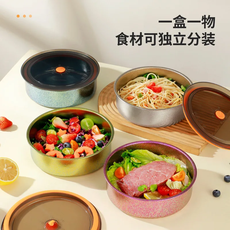 1400ml Pure Titanium Food Storage Box With Plastic Lid For Home use,Camping,Picnics,Single-layer Tableware,Student Meal Box/Bowl