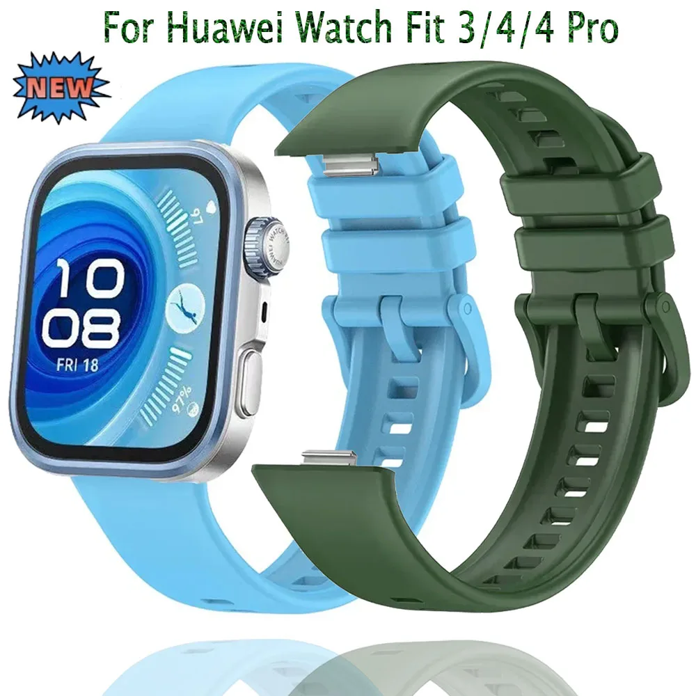 Offizielles Silikonarmband für Huawei Watch Fit 3/4/4 Pro, farbenfrohes Schnallenarmband für Huawei Watch Fit 4 Pro, Zubehörband