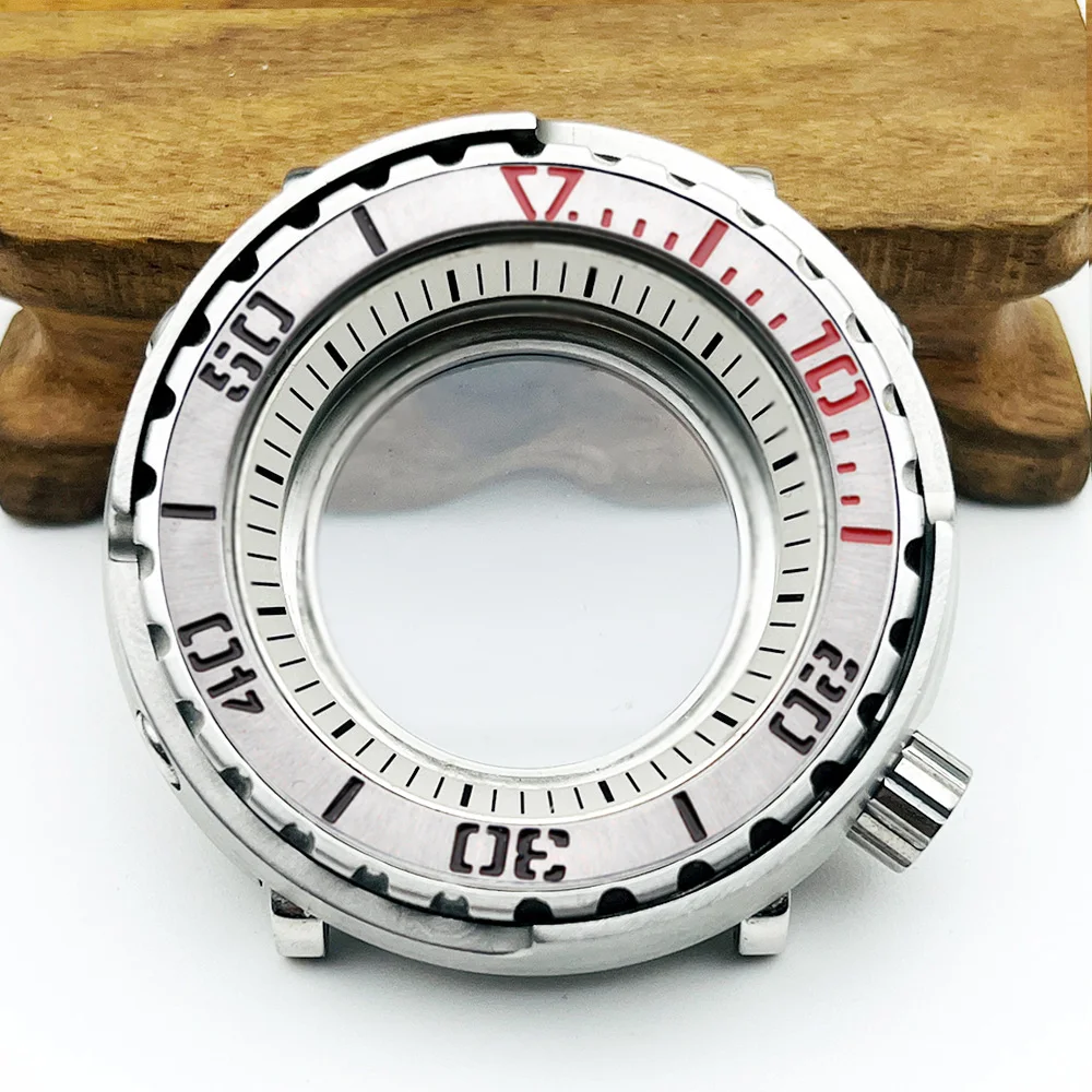 

47mm Tuna Watch Case fit for NH34 NH35 NH36 Movement Transparent Case Back Steel Bezel Insert NH35 Tuna Can Watch Case Parts