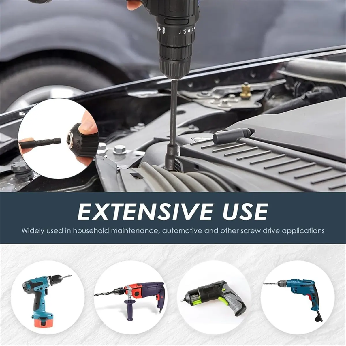 

Набор магнитных гайковертов для ударной дрели, держатель бит SAE длиной 6 дюймов с шестигранным хвостовиком 1/4 дюйма (5 шт.-SAE)