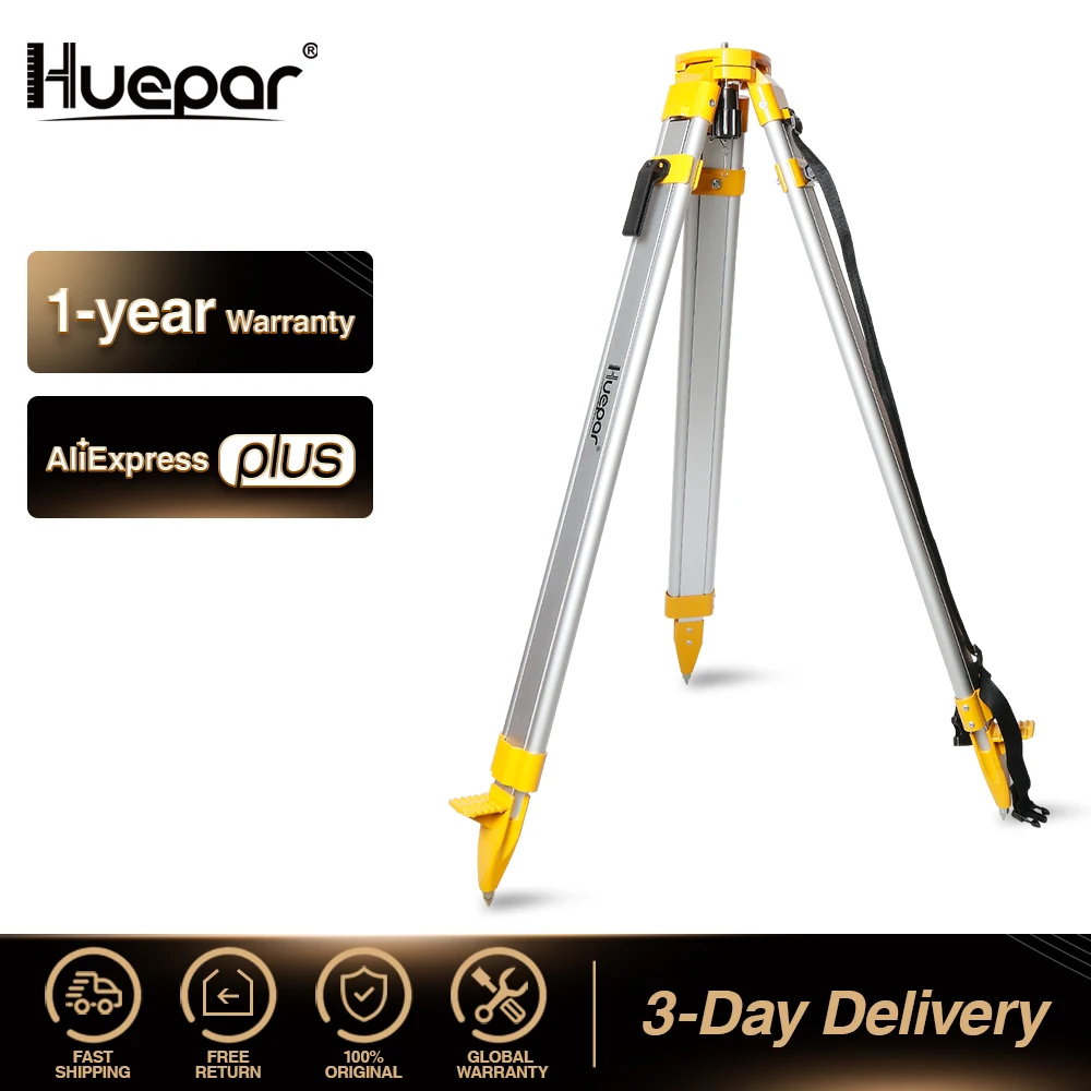 

Huepar Aluminum 1.65m/65" Professional Heavy Duty Tripod Flat Head Contractor Tripod For Automatic Optical Level & Rotary Laser