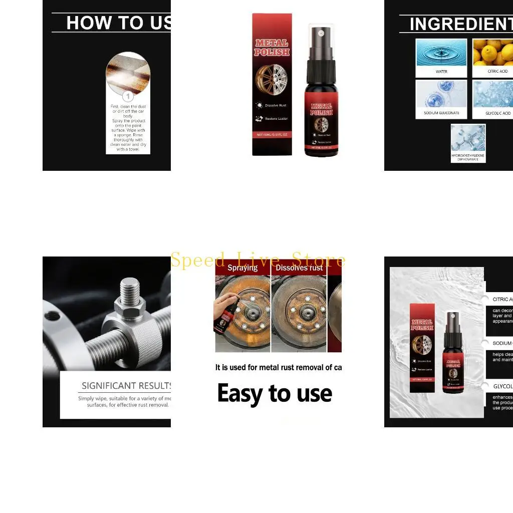 547C Efficient 15ml Automotive Rusts Cleaner Sprays Deep Penetrating Rusts Remover Liquid for Long Lasting Metal