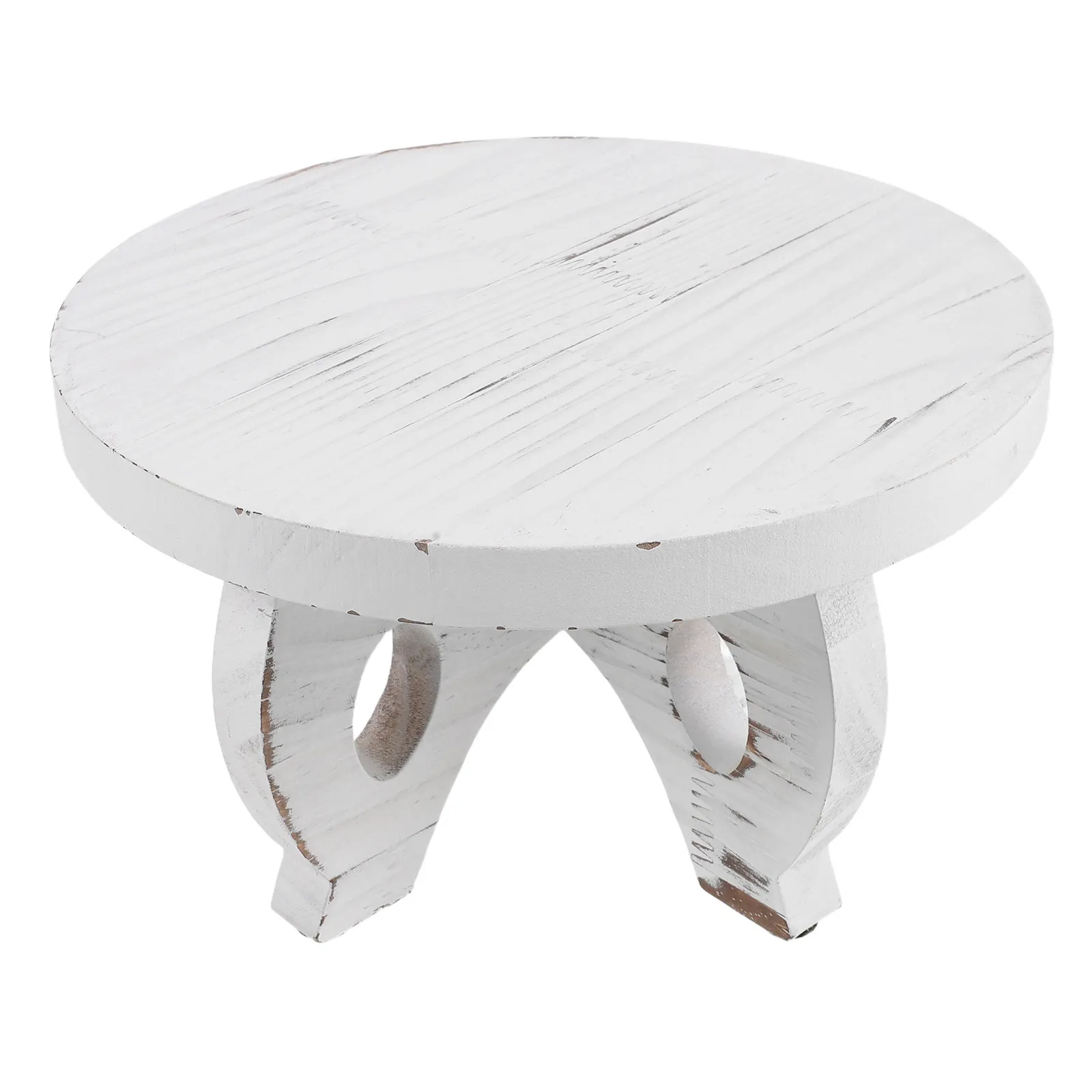 Small Wooden Stool Plant Display Riser Stand 9.8 Inch Round Rustic Wood Bonsai Plant Stand Indoor Outdoor Patio Garden Pot