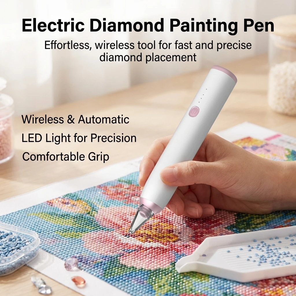 

Электрический инструмент для алмазной вышивки с мощным креплением, эргономичной рукояткой для DIY-проектов, быстрое и точное размещение страз