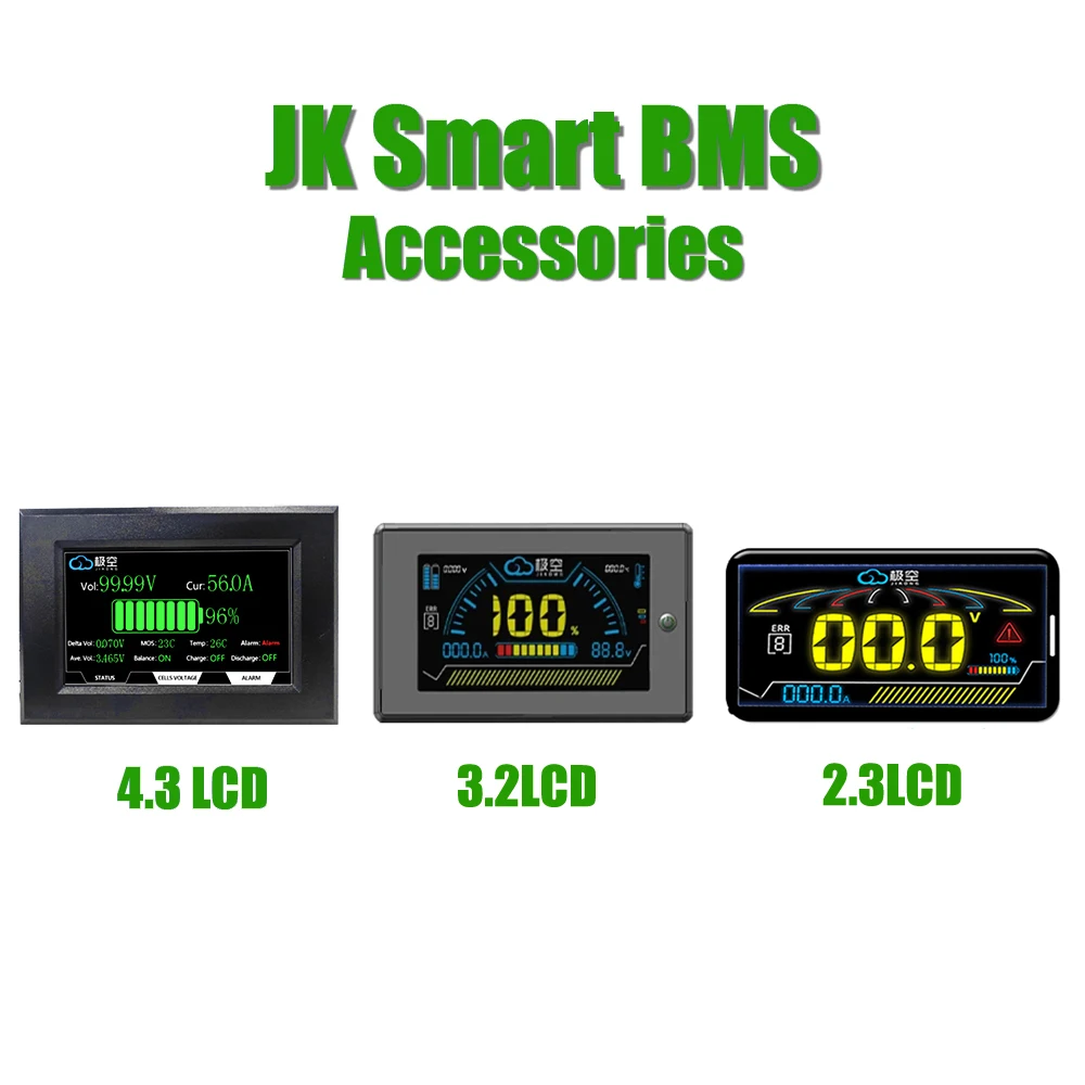 JK BMS Smart Display LCD Start Cable Protection Board Lifepo4 Battery 4S 5S 6S 7S 8S 100A 200A Intelligent 3.2 4.3 Accessories