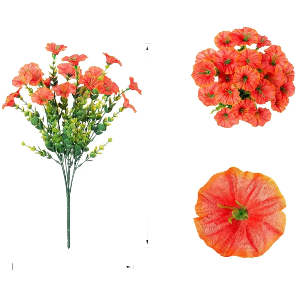 Morning Glory and Eucalyptus Silk Flower Bouquet for Wedding Dress Decor Vanity Styling and for Cozy Corner Enhancements