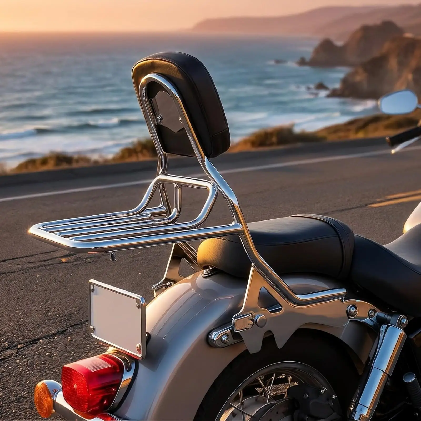 Detachable Motorcycle Backrest Luggage Rack Steel Frame Passenger Support Cargo Platform for Long Distance Riding Gear