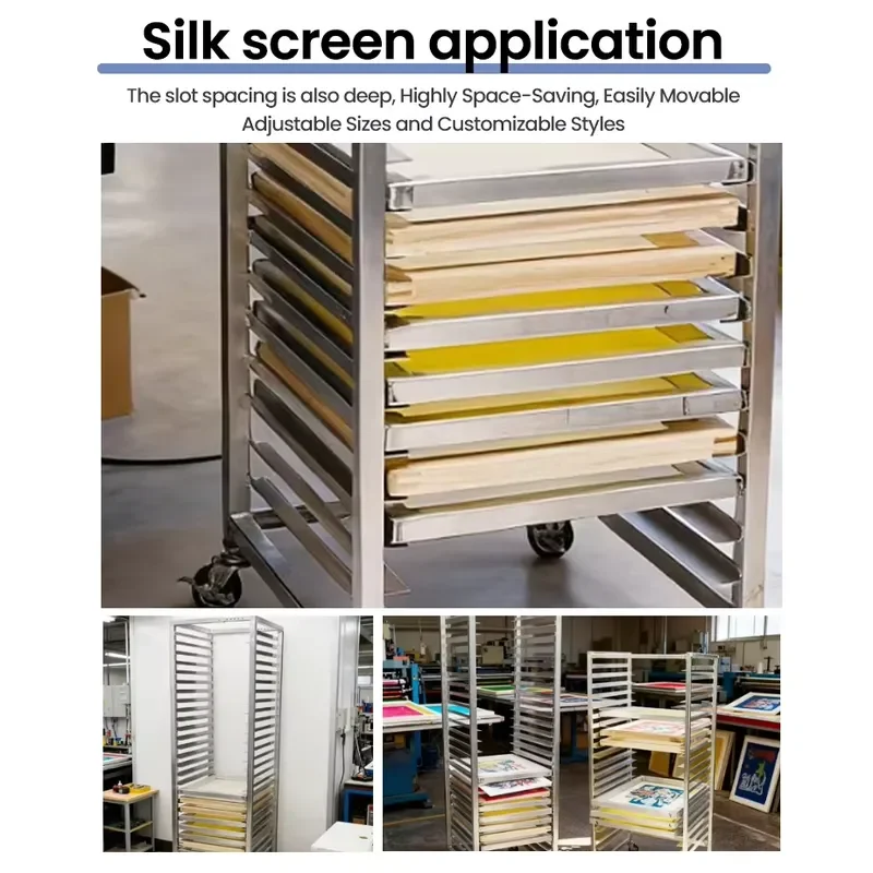 Adjustable Aluminum Screen Printing Frame Rack Multi Tier Drying Stand Large Capacity 40 Layers