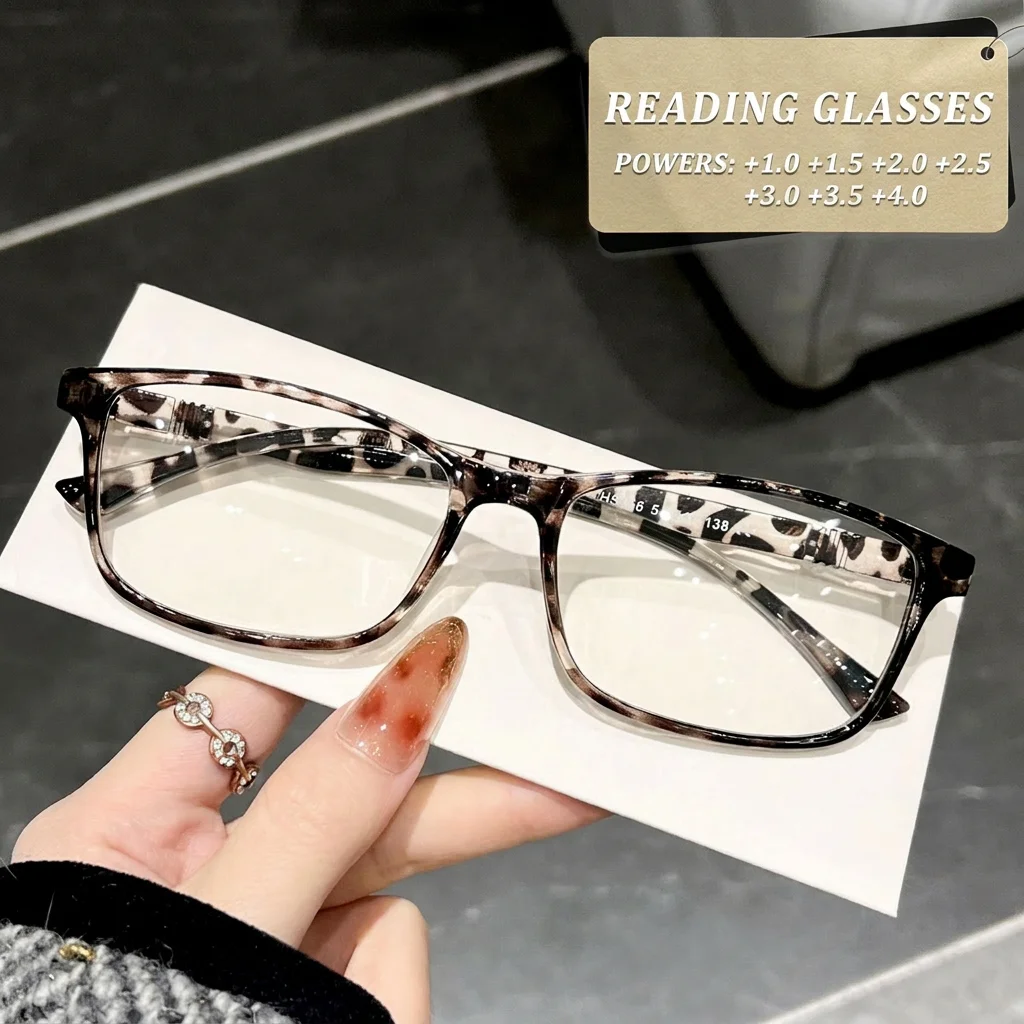 KLASSNUM Classic Rectangle Frame Plus Reading Glasses Men Women Presbyopia Glasses Magnifying Lenses Reading Glasses+1.0+1.5+2.0