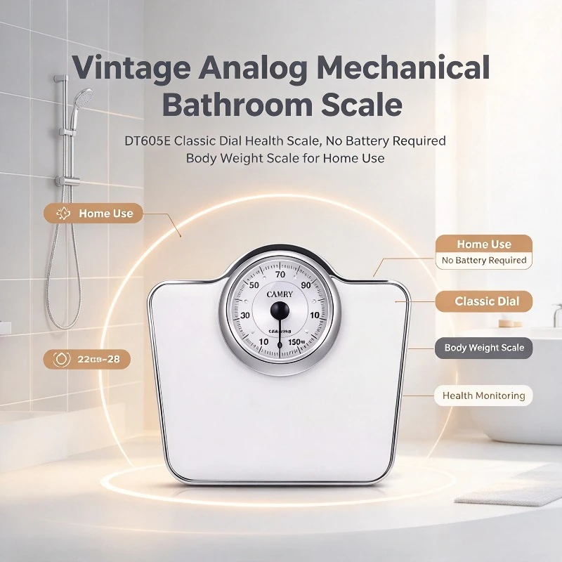 Vintage Analog Mechanical Bathroom Scale, DT605E Classic Dial Health Scale, No Battery Required Body Weight Scale