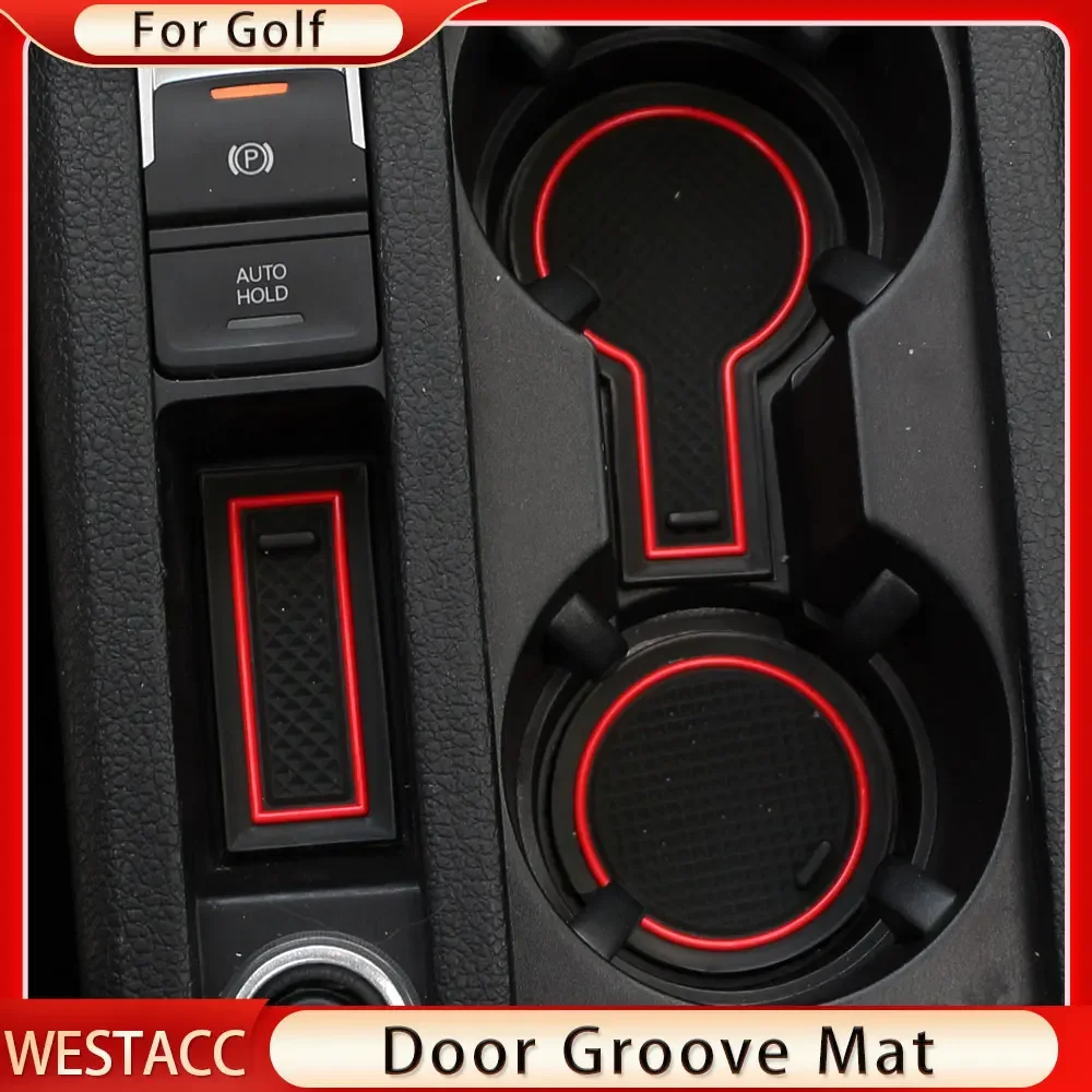 Silicon Car Door Groove Mats for Volkswagen VW Golf 7 7.5 MK7 MK7.5 2013 - 2020 Non-Slip Doors Gate Slot Pad Cup Mat Accessories