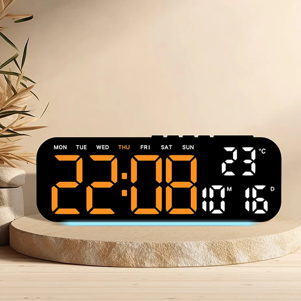 

As Shown RGB Alarm Clock Clear Digital Alarm Display Digital Display Digital Display Clock Modern Aesthetic For Home Use