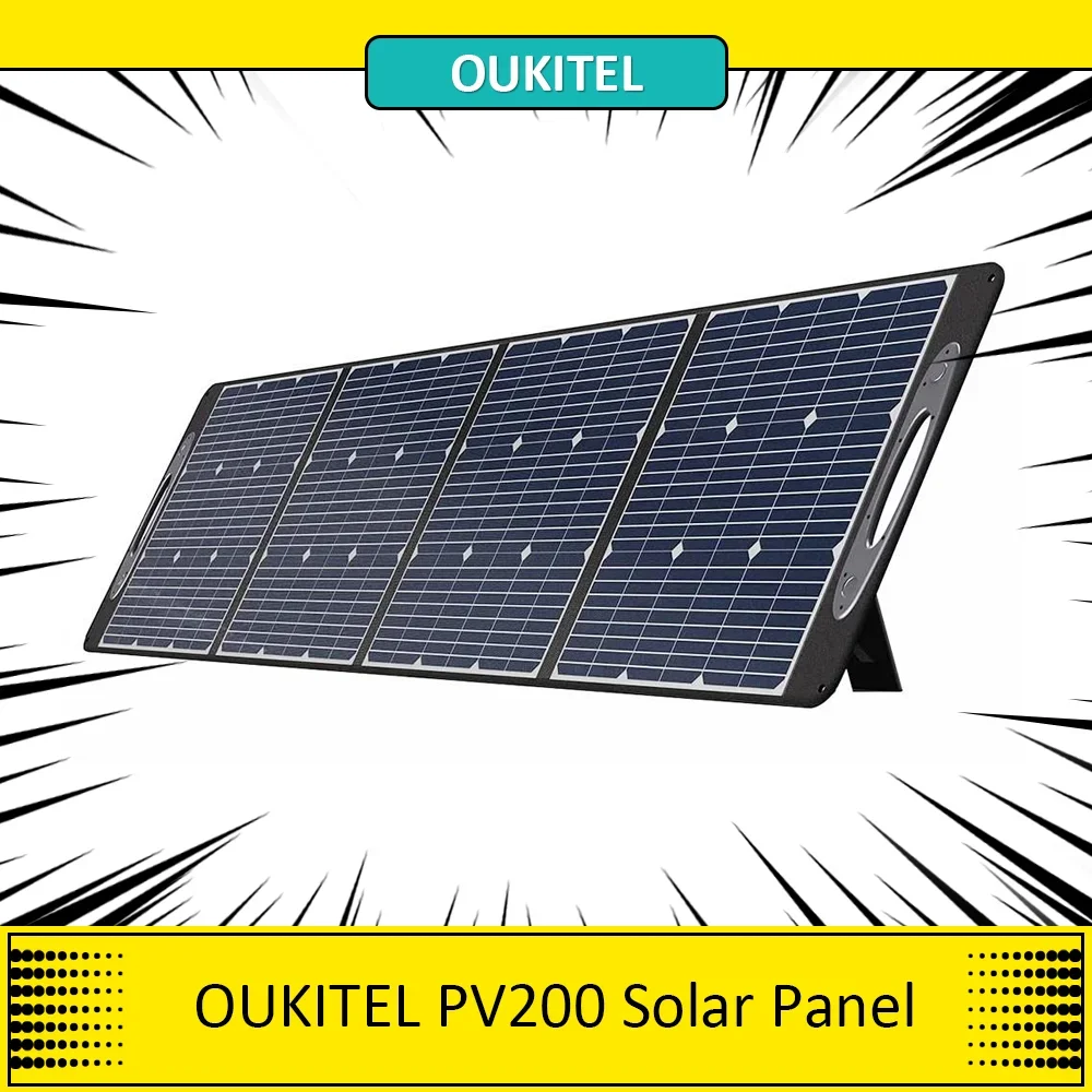 OUKITEL PV200 200W Solar Panel Foldable with Kickstand 21.7% Solar Conversion Efficiency, IP65 Waterproof，Outdoor Easy to Carry