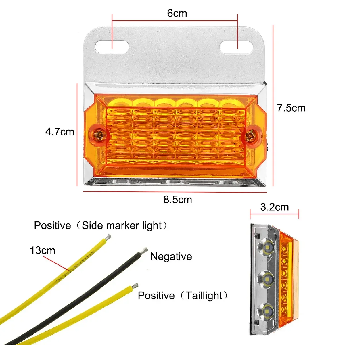 15 LED 24V Signal Lamp Auto Trailer Truck Lorry Side Marker Light Car External Lights Squarde Warning Tail Light