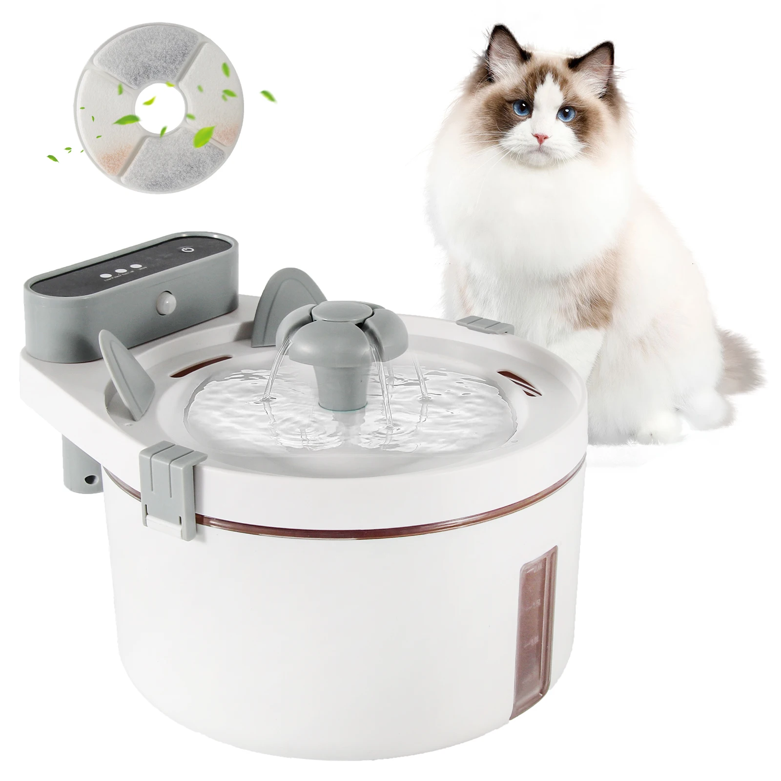 Cat Water Fountain with Motion Sensor 2L Large Capacity Pet Water Fountain for Cats & Dogs with Motion Sensor, Ultra Quiet Pump