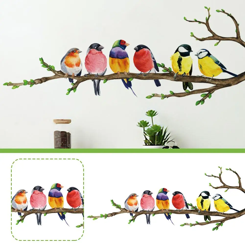 30*60cm Birds Branch Wall Stickers For Children's Bedrooms Kindergartens Self-adhesive Stickers Mural Art Decal Wallpaper O6M7