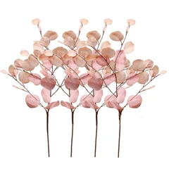 Pink Eucalyptus Leaf Artificial Plants Wall Money Fake Flowers Arrangement Accessories Christmas Home Wedding Decoration