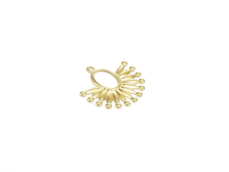 10pcs Oval Fringe Earring Charm, Half Sun Brass Charms, Earring Findings, 23.3x25.4mm, Jewelry Making - R2434