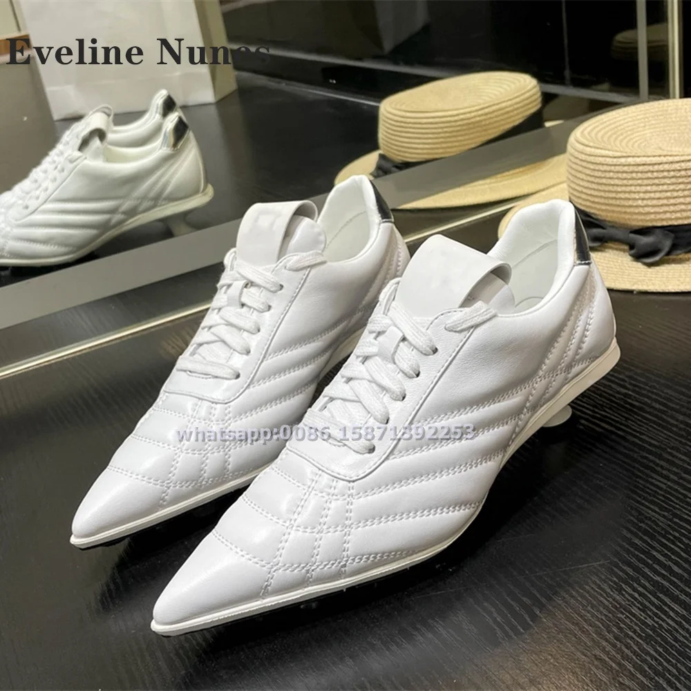 

Cross Tied Kitten Heel Sewing Pumps Pointed Toe Mid Heel Shallow Casual Sneakers Mixed Colors Sewing Comfortable Running Shoes