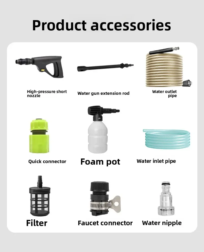 

Durable New Portable High Pressure Washer with Wheels Handheld & Pushable, High Power Car Cleaning Water Gun Pump