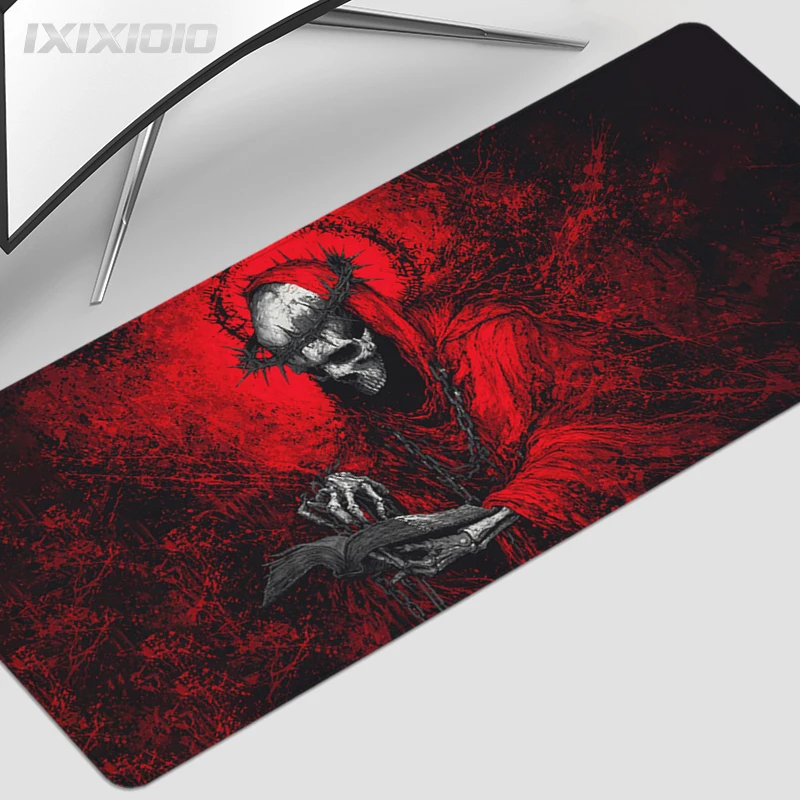 

Red Skull Mouse Pad Gamer XL Large Computer New Mousepad XXL Desk Mats Non-Slip Soft Natural Rubber Office Laptop Table Mat