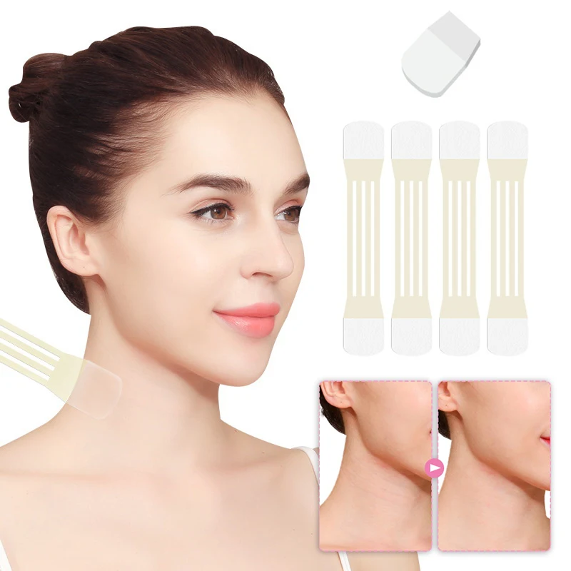 Bandage de levage de cou invisible en forme de V pour le visage, ligne qualifiée ale déformable, affaissement, lifting de la peau, bandes adhésives pour le ruisseau, maquillage, 1 ensemble