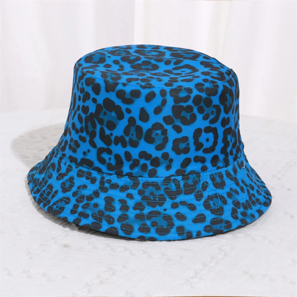 Printed Leopard Print Fisherman Hat Women's Traveling Double-Sided Basin Caps Men's Fashionable Outdoor Sun Shading Hats