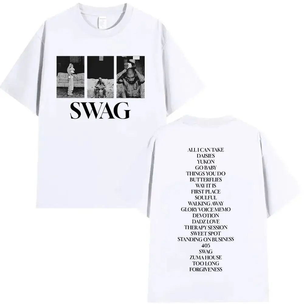 الهيب هوب موضة القطن قصير الأكمام جاستن بيبر SWAG ألبوم إطلاق الحصري 2025 الجرافيك تي شيرت الرجال النساء تي شيرت