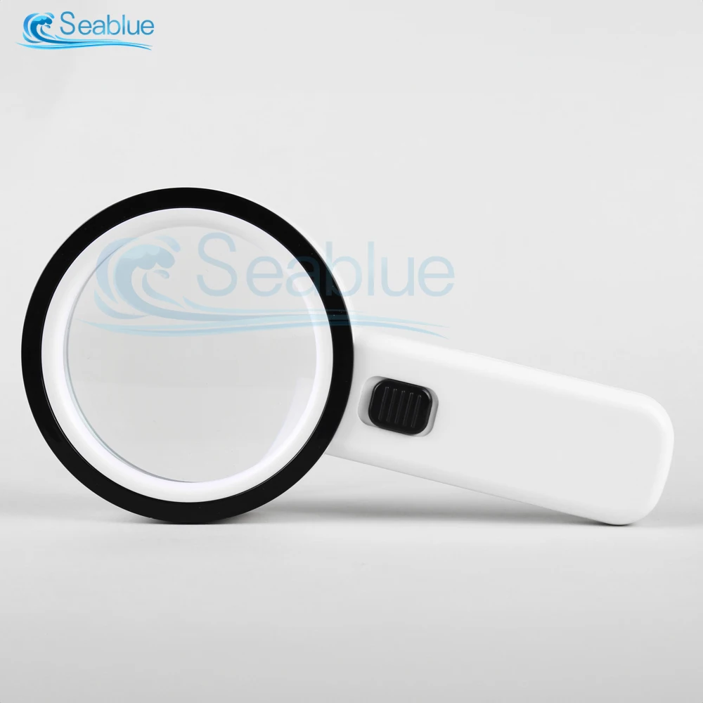 30X Magnifying Glass Handheld with Light 12 LED Watch UV 90mm Stand Ring Microscope for Optical Glass Repair Tool