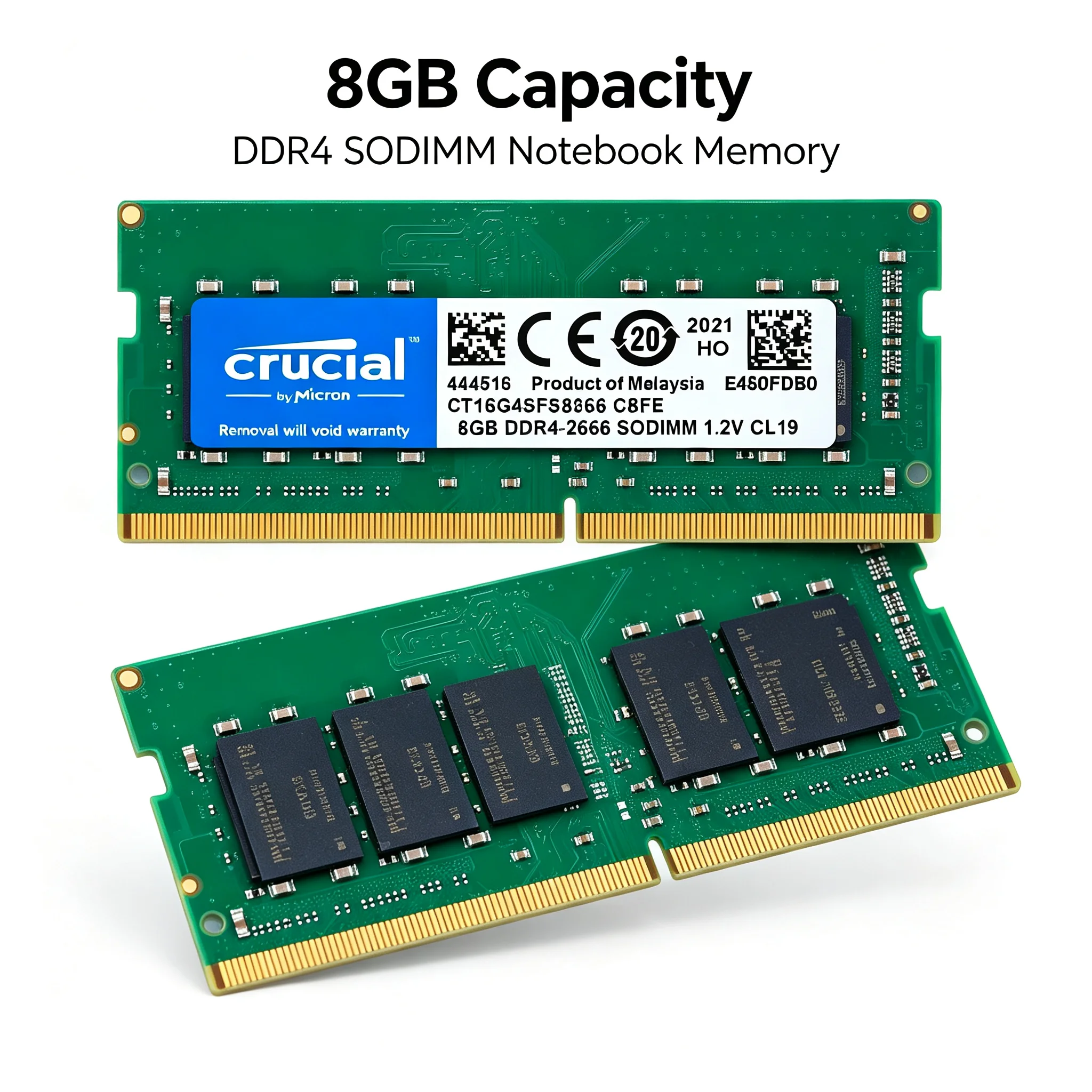 Crucial DDR4 8GB Laptop Memory SODIMM 2400MHz 2666MHz 3200MHz 1PCS/2PCS Green Edition 1.2V 260Pin Notebook RAM
