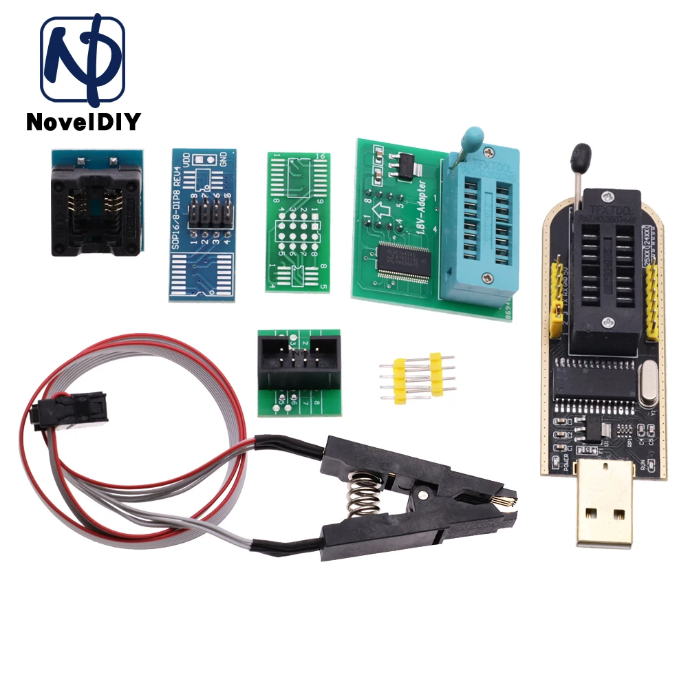 CH341A 24 25 سلسلة EEPROM فلاش بيوس USB مبرمج وحدة SOIC8 SOP8 اختبار كليب ل EEPROM 93CXX / 25CXX / 24CXX لتقوم بها بنفسك عدة